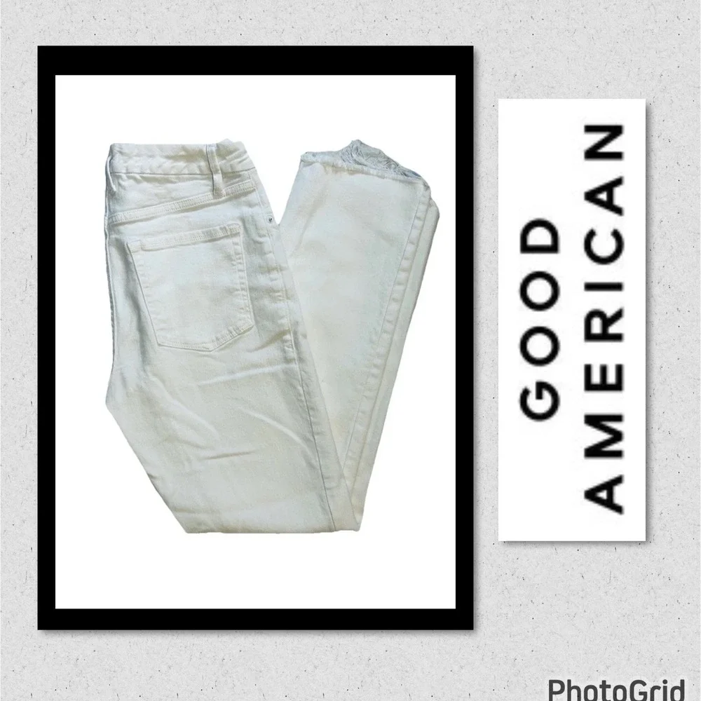 Good American Size 6/28 Raw Hem - Mid Rise - White - Jeans - Ankle (27